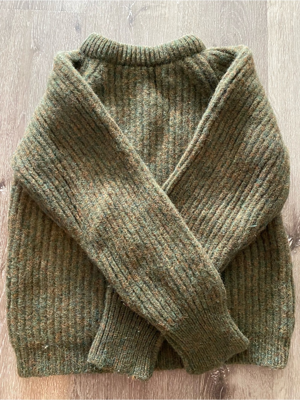 Vintage Green Ribbed Fisherman’s Sweater 100% Wool